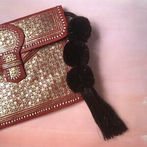 Metallic PomPom Tassel Pom Pom Tiered Triple Decker Shiny Bag Charm